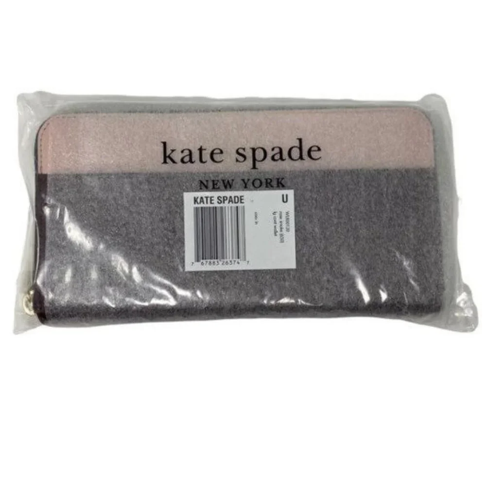 Kate Spade Staci Colorblock Large Wallet Rose Smoke Multi NWT